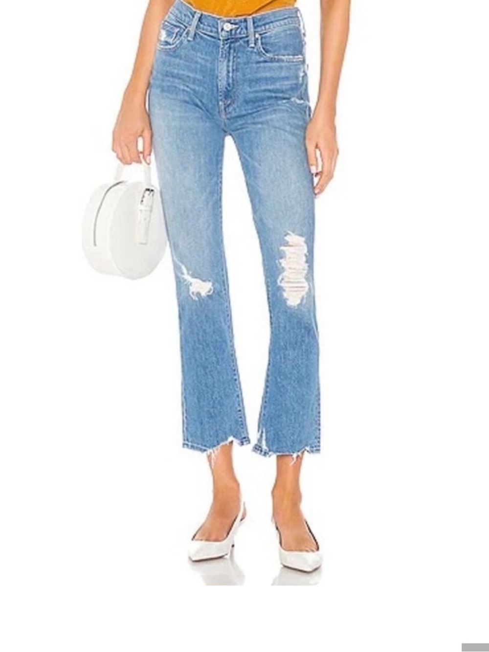 MOTHER The Insider Ankle Jeans in Destroyed Bills